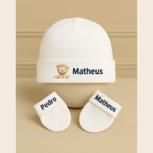 Touca e Luvinhas Personalizada - Kit completo