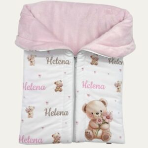 Porta Bebê Personalizado Plush Branco com Rosa