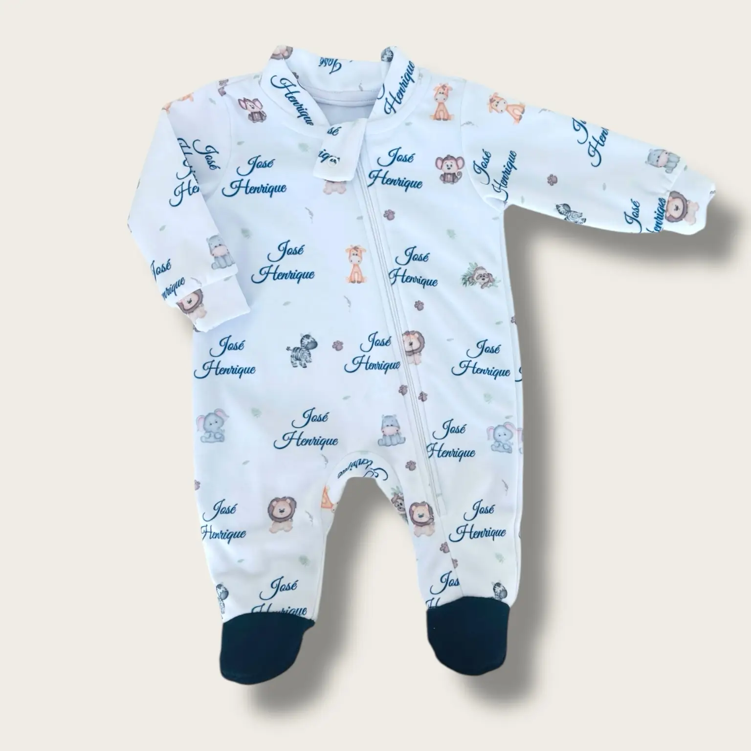 Macacão de Ziper Ursinho e Nome Baby