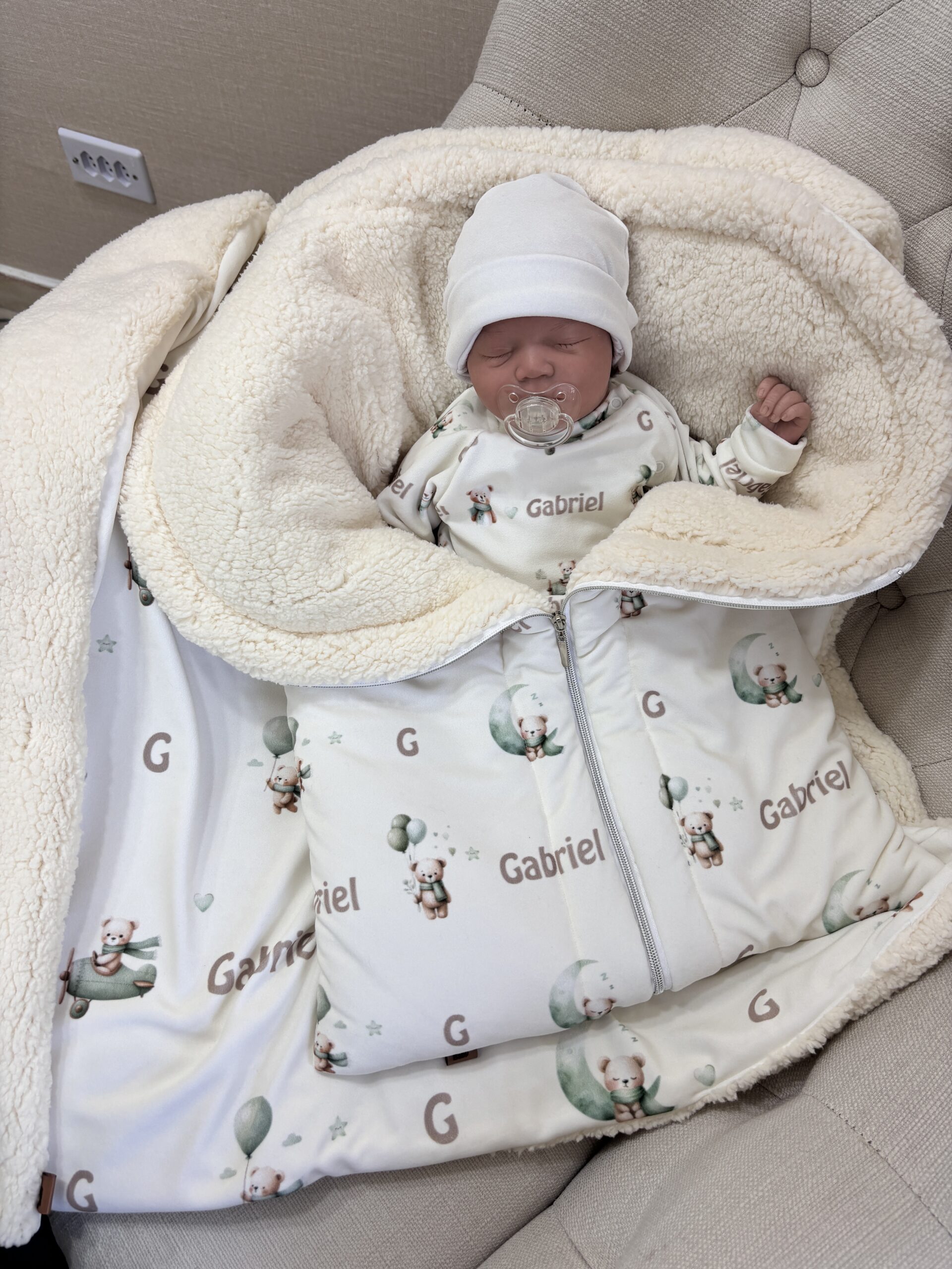 Saída Maternidade Algodão Doce Porta Bebê com Nome