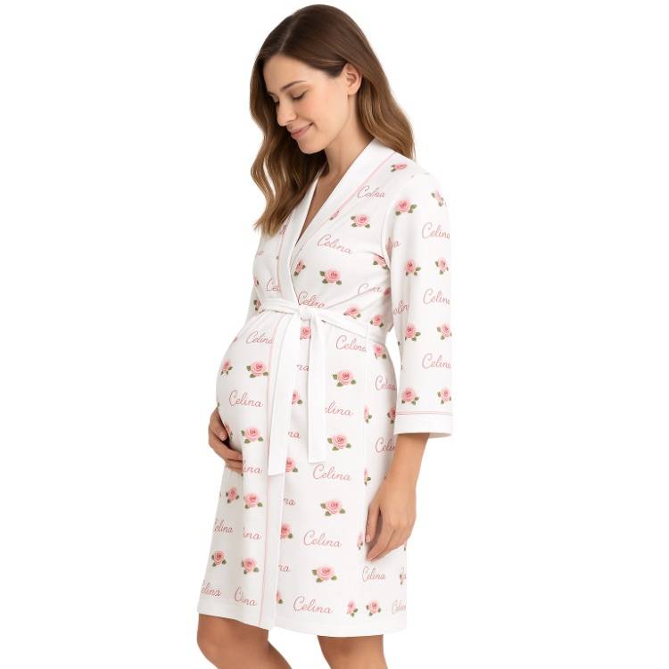 Robe Gestante Personalizado com Nome – Enxoval de Maternidade de Luxo