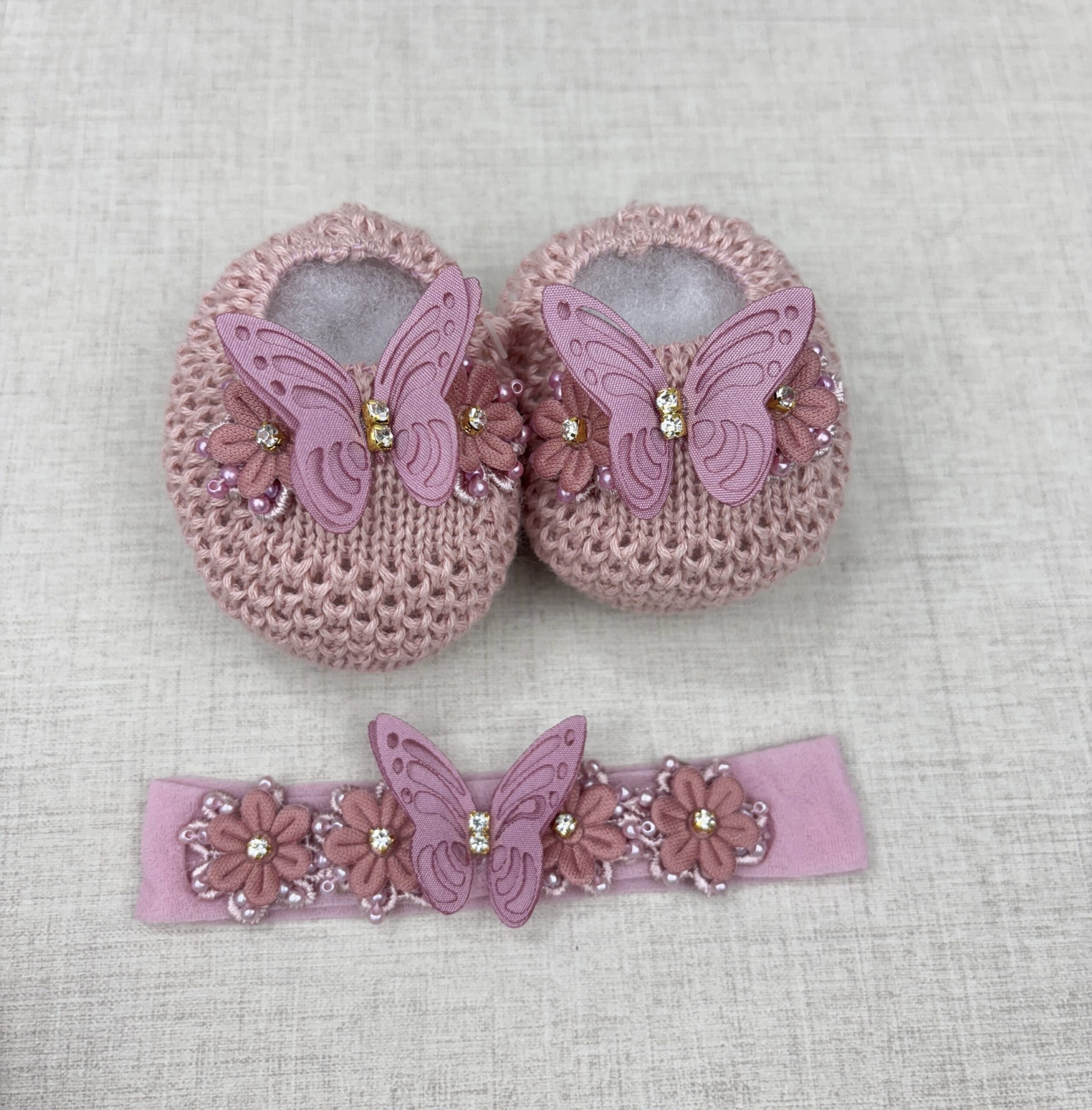 Kit Luxo Sapatinho + Faixinha de Cabelo para Bebê