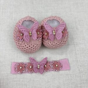 Kit Luxo Sapatinho + Faixinha de Cabelo para Bebê