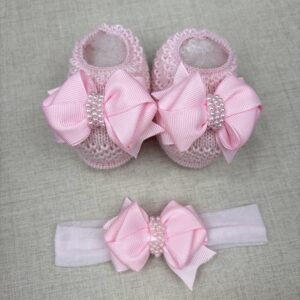 Kit Luxo Sapatinho + Faixinha de Cabelo para Bebê